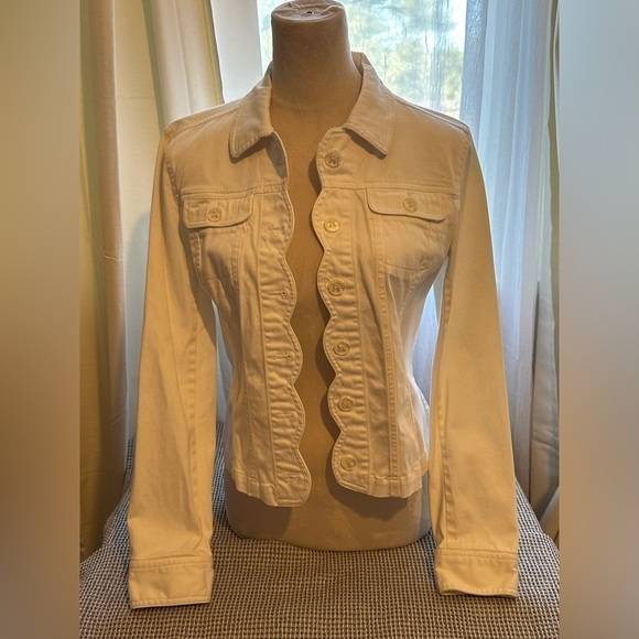 Tribal Jackets & Blazers - Tribal Brand light cotton jacket scalloped front detail buttons small/petite